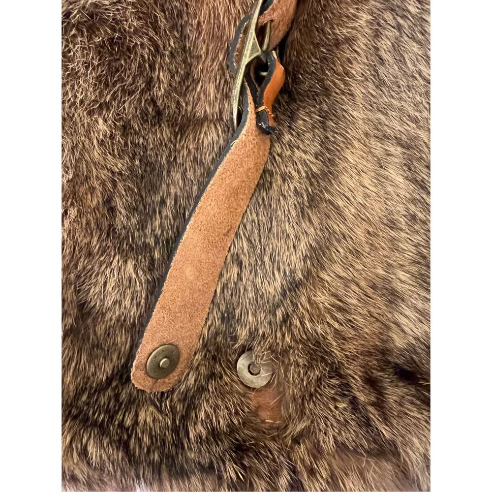 Patricia Nash Medium Size Brown Italian Leather & Fur Crossbody Handbag - Picture 6 of 7